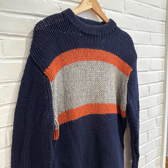 Vintage American Eagle Chunky Lamb Wool Fisherman Sweater Men's Medium - Picture 5 of 7